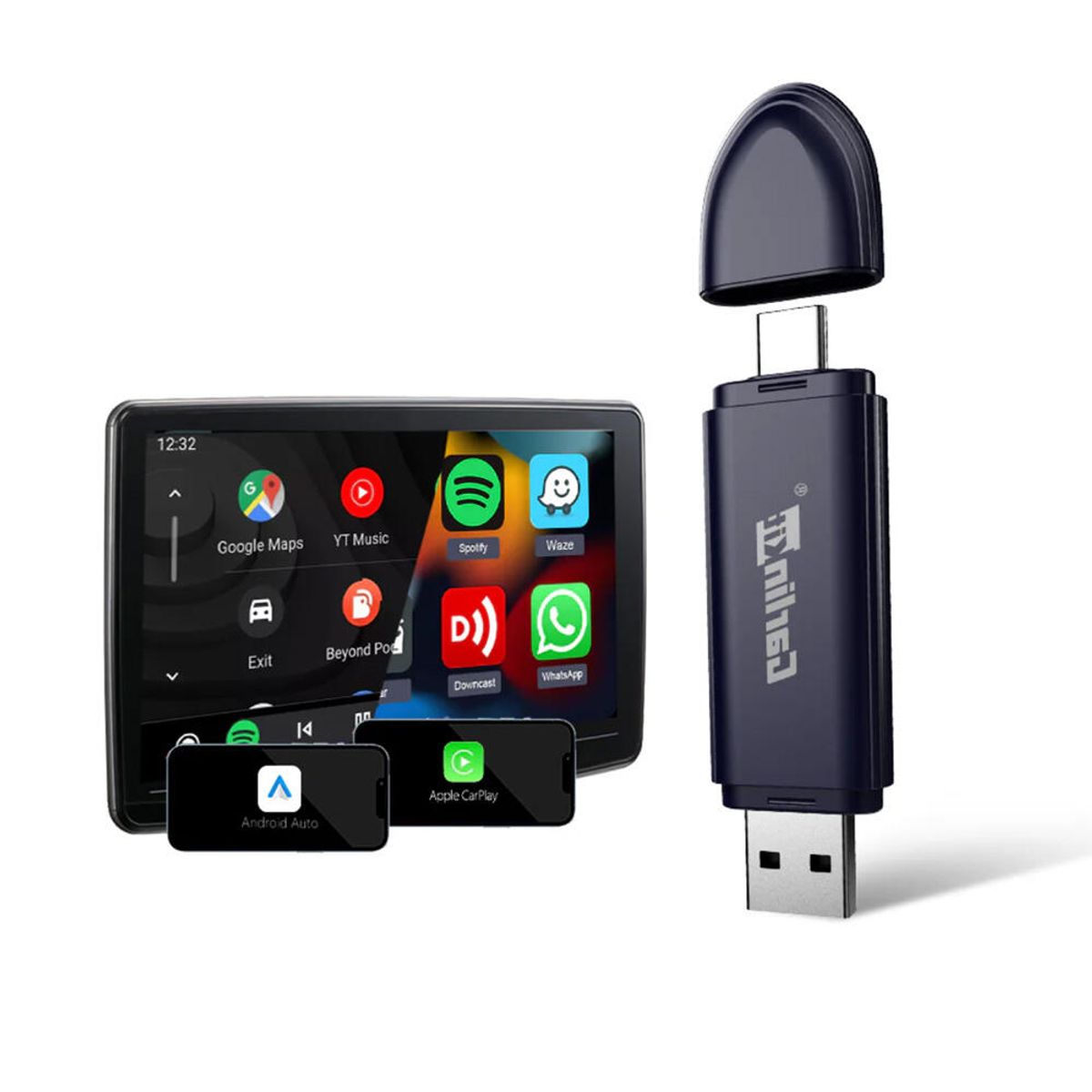 Carlinkit Apple Carplay/Android Auto Kablet-til-trådløs adapter