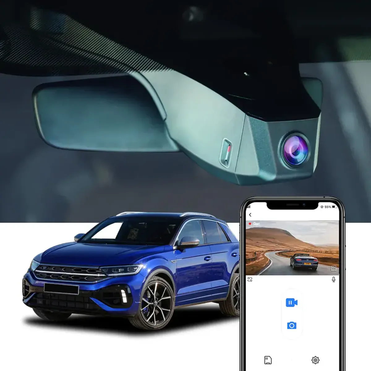 Integrert 4K Dashcam (foran) VW T-Roc (2017 - 2025)