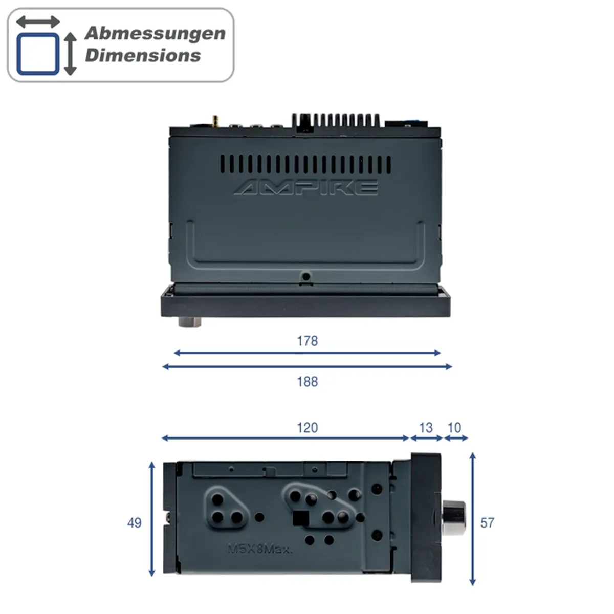 Ampire CPR60 DAB+ hovedenhet 6,38'' skjerm, Carplay/Android Auto